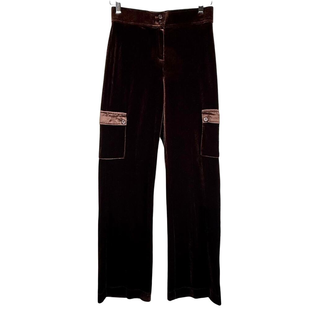 Vintage Y2K Willi Smith Brown High Waisted Velour Cargo Pants XS